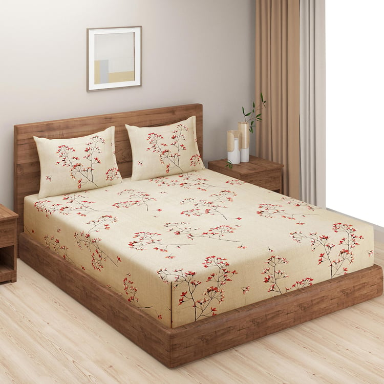 SWAYAM Tokyo Blossoms Serene Japanese Floral King Bedsheet Set