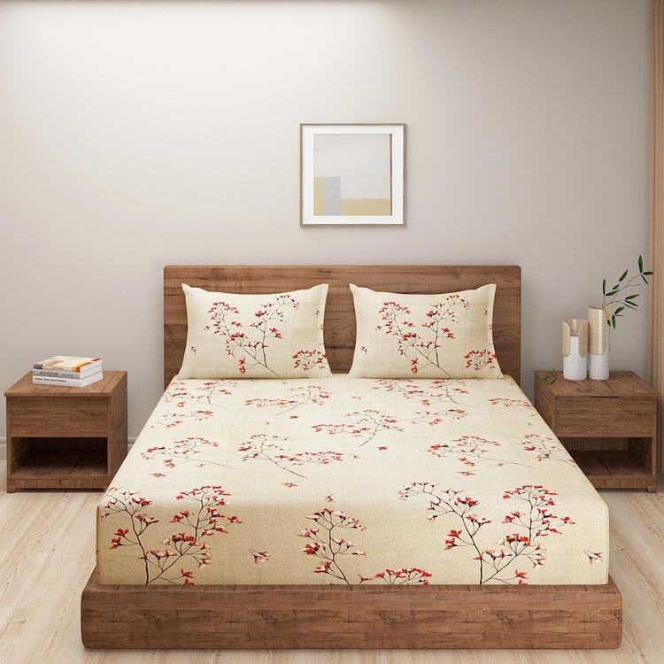 SWAYAM Tokyo Blossoms Serene Japanese Floral King Bedsheet Set