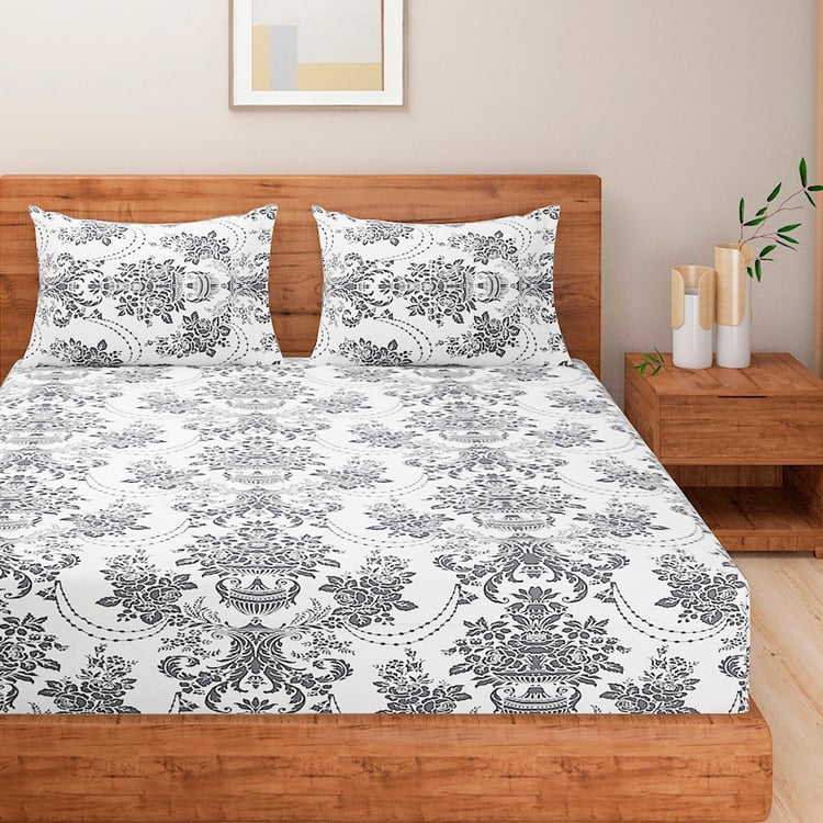 SWAYAM Sparkle Ethnic Motif Super King Bedsheet Set