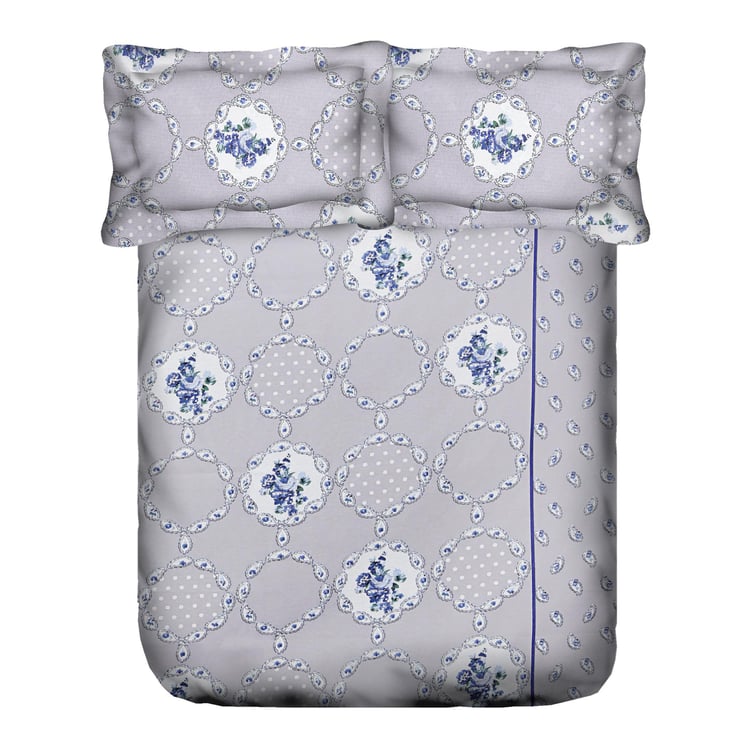 SWAYAM Misty Manor Paisley European Grace 144TC Roto Cotton Queen Bedsheet Set