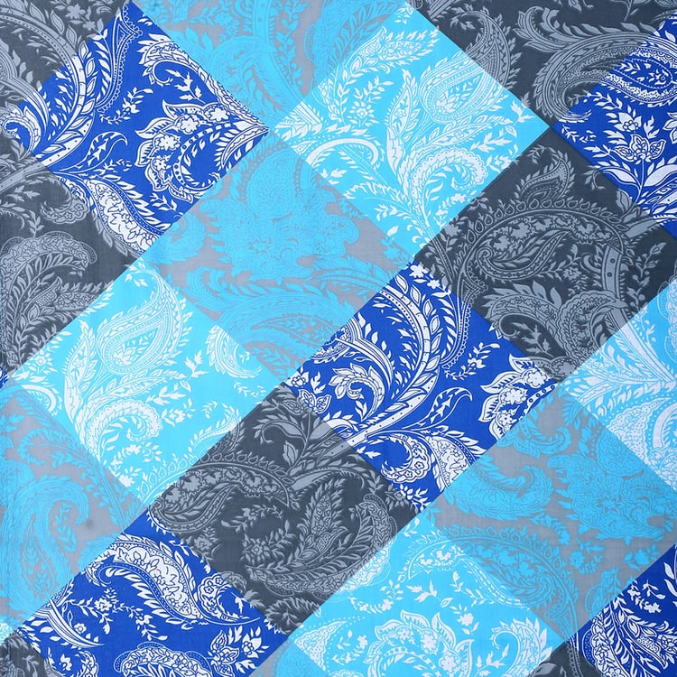 SWAYAM Azure Tapestry Geometric Essence 160TC Cotton Queen Bedsheet Set