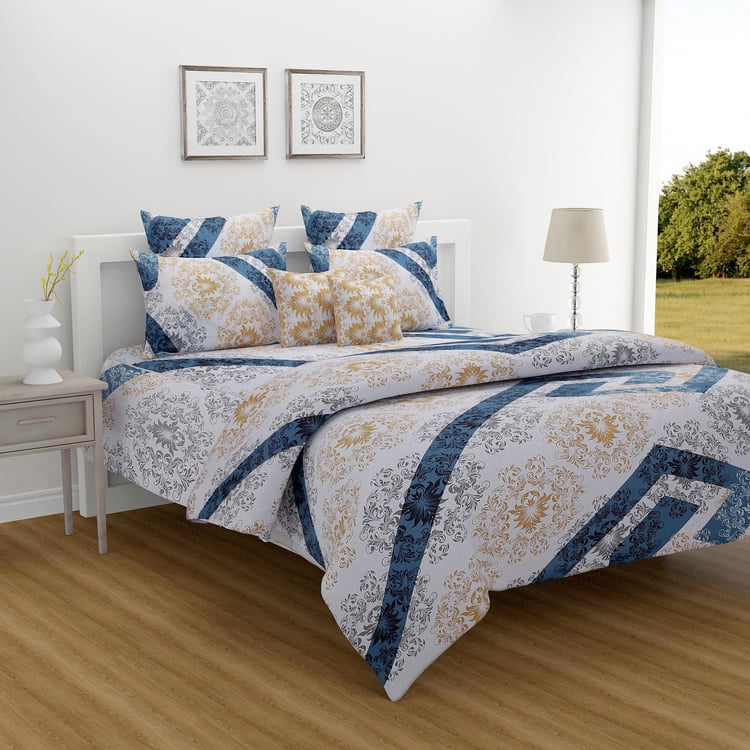 SWAYAM Whirl Motif Play 160TC Cotton Queen Bedsheet Set