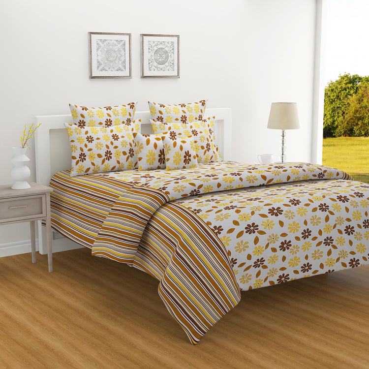 SWAYAM Bright Daisy 160TC Cheerful Floral Cotton Queen Bedsheet Set