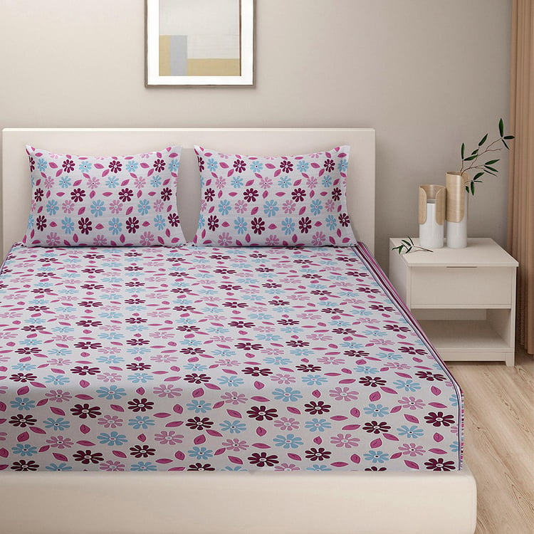 SWAYAM Bold Daisy Delight 160TC Cotton Queen Bedsheet Set