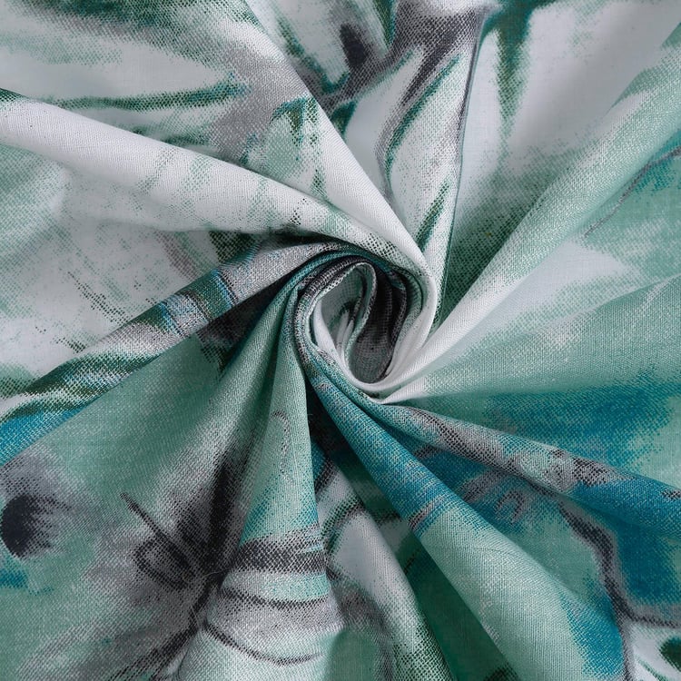 SWAYAM Sea Breeze Blossom 160TC Cotton Botanical Queen Bedsheet Set