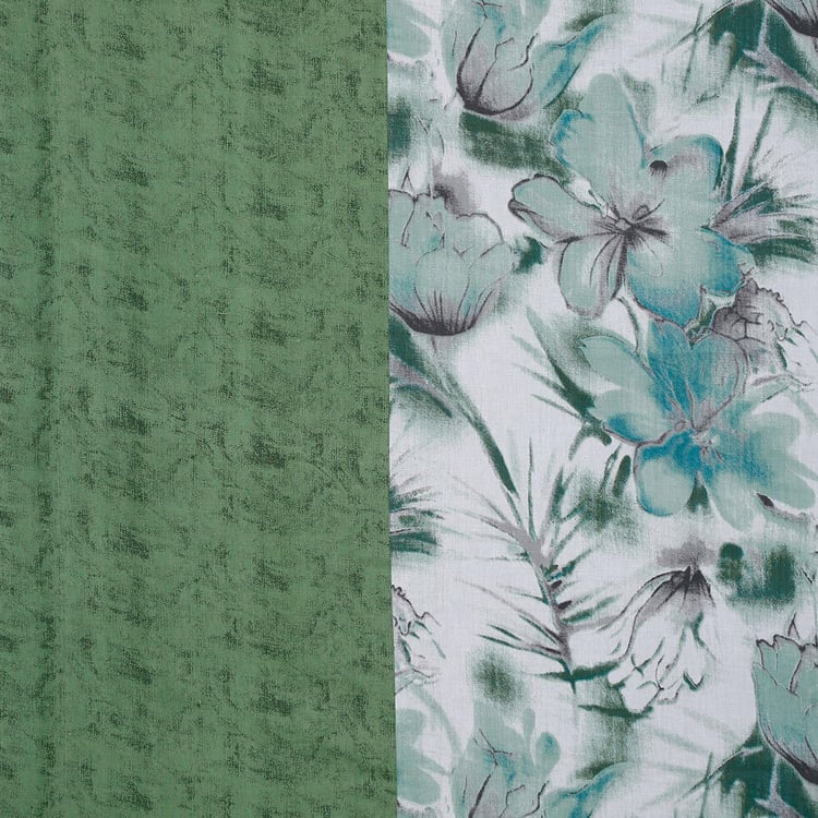 SWAYAM Sea Breeze Blossom 160TC Cotton Botanical Queen Bedsheet Set