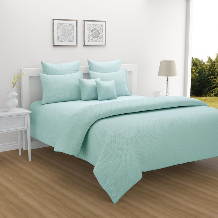 SWAYAM Coral Geometry 250TC Cotton Satin King Bedsheet Set