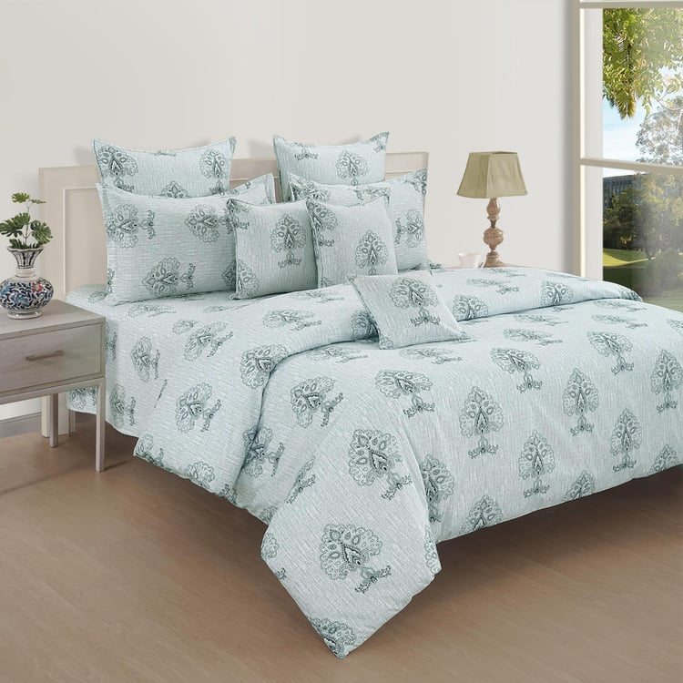 SWAYAM Classic Elegance Cotton 210TC Paisley Print 3Pcs King Fitted Bedsheet Set