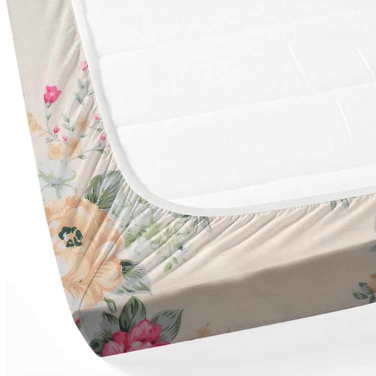 SWAYAM Garden in Bloom 250TC Cotton Satin King Fitted Bedsheet Set