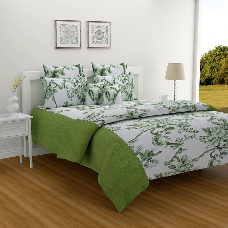 SWAYAM Bloom Harvest 160TC Pure Cotton Floral King Fitted Bedsheet Set