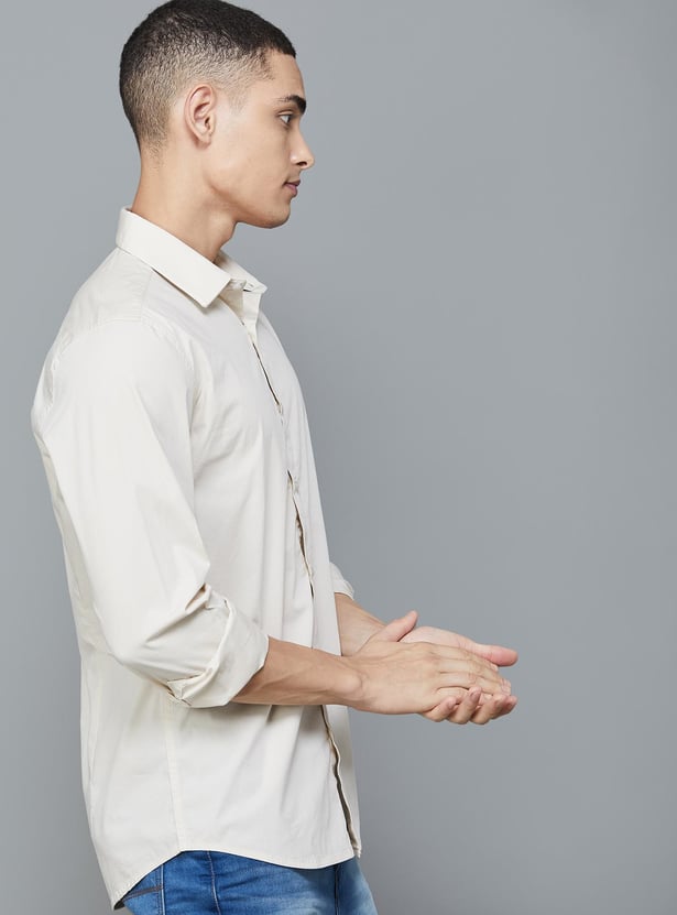 BOSSINI Men Solid Slim Fit Casual Shirt