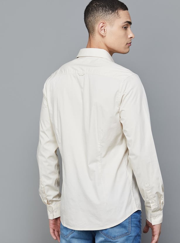 BOSSINI Men Solid Slim Fit Casual Shirt