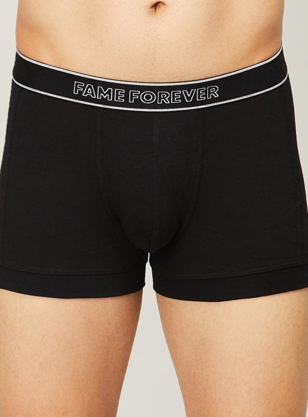 FAME FOREVER Men Solid Elasticated Waist Trunks - Pack of 2
