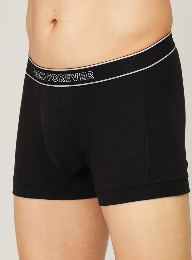 FAME FOREVER Men Solid Elasticated Waist Trunks - Pack of 2