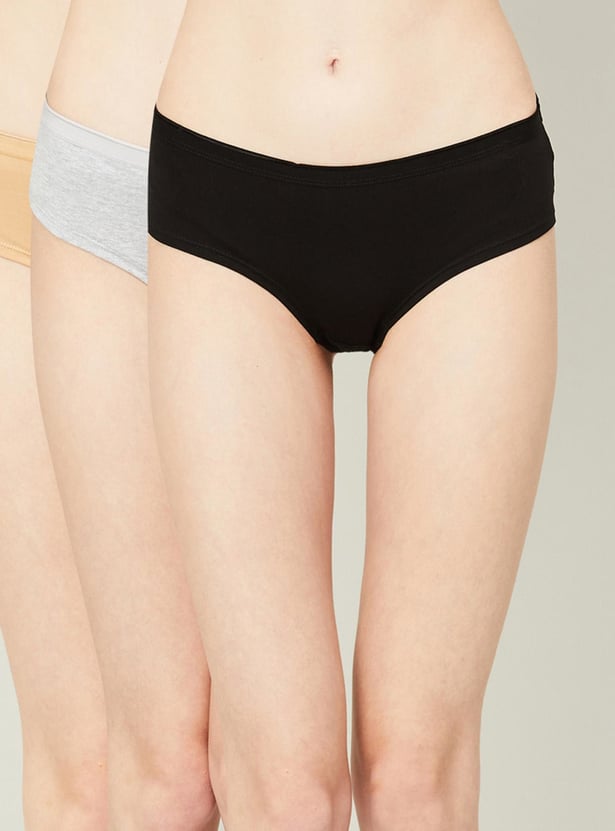 GINGER Solid Hipster Panties - Pack of 3