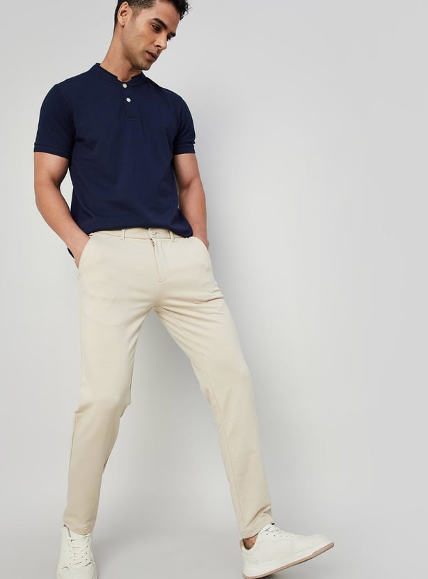 CODE Solid Slim Tapered Trousers
