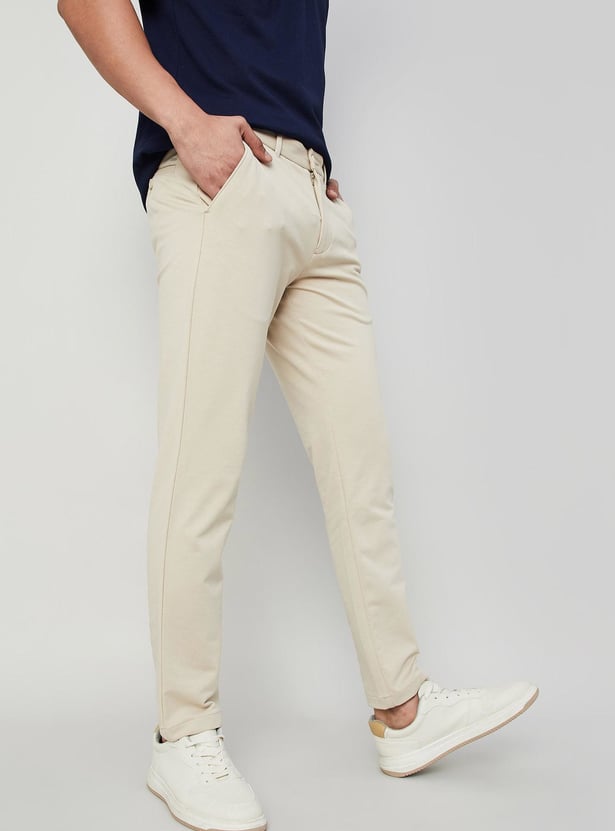 CODE Solid Slim Tapered Trousers