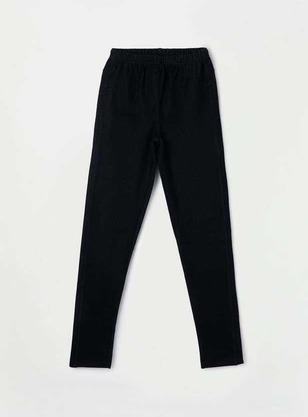 FAME FOREVER Girls Solid Elasticated Jeggings