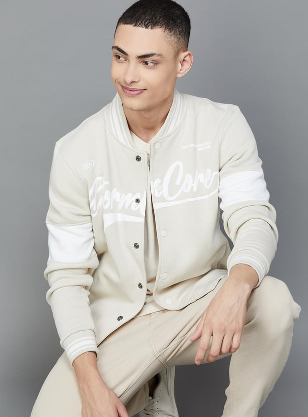 FAME FOREVER Men Printed Varsity Jacket