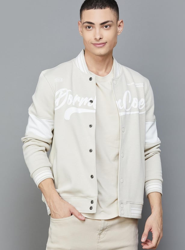 FAME FOREVER Men Printed Varsity Jacket