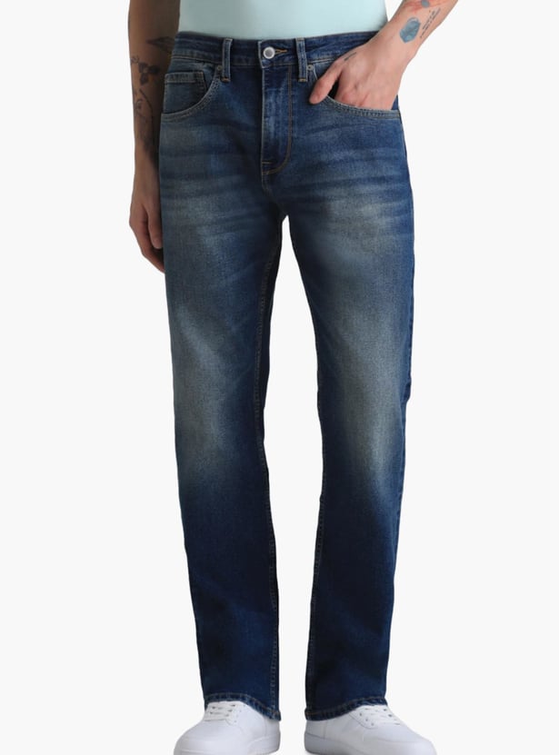 JACK & JONES Men Washed Bootcut Jeans