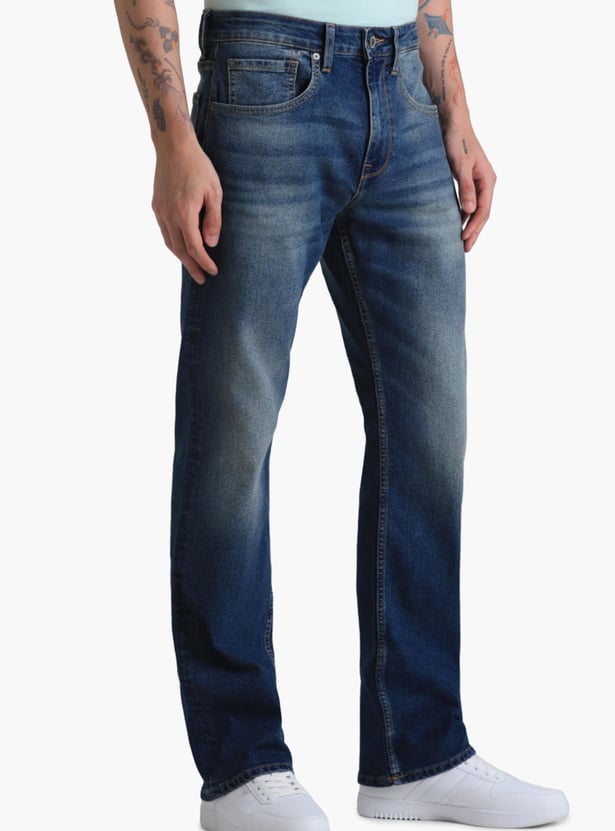 JACK & JONES Men Washed Bootcut Jeans