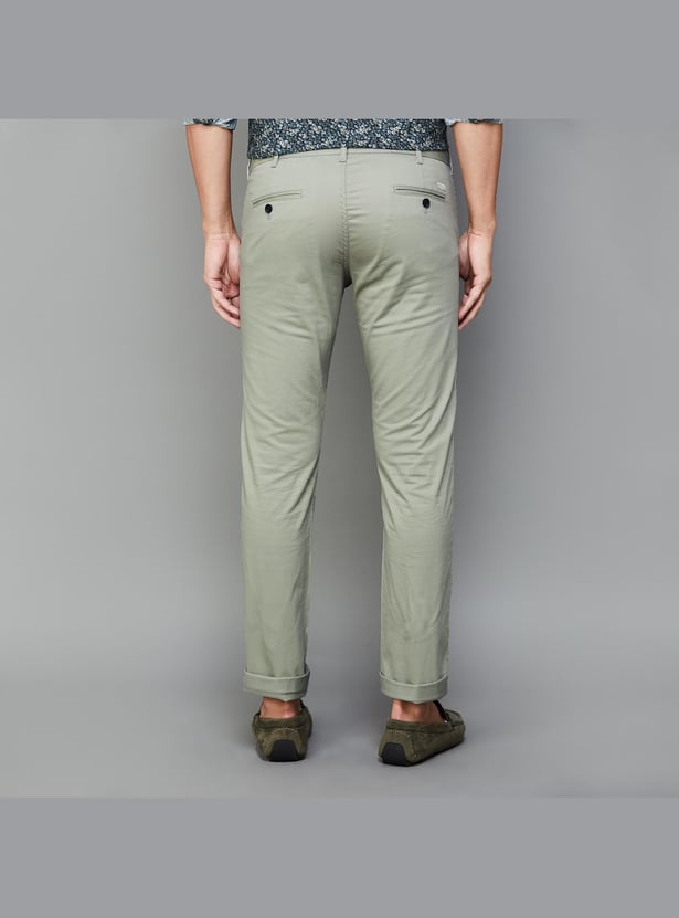 INDIAN TERRAIN Men Solid Slim Straight Trousers