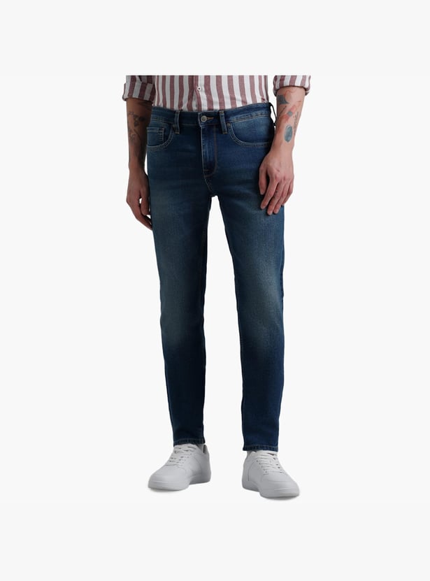 JACK & JONES Men Washed Slim Straight Fit Jeans