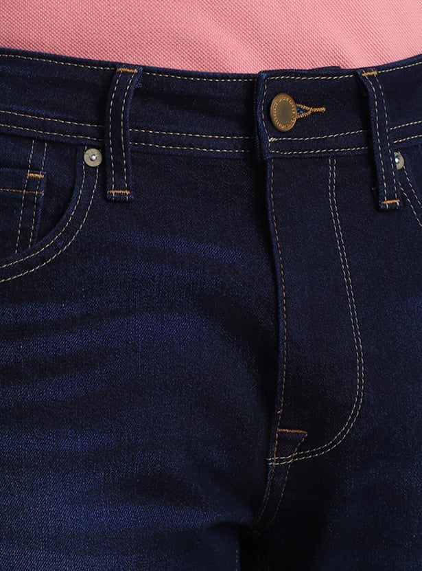 JACK & JONES Men Stonewashed Regular Straight Dark Jeans