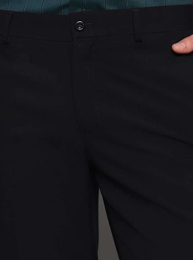 BLACKBERRYS Men Solid Slim Straight Fit Casual Trousers