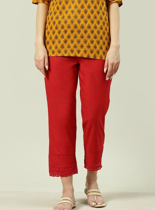 BIBA Women Solid Straight Pant