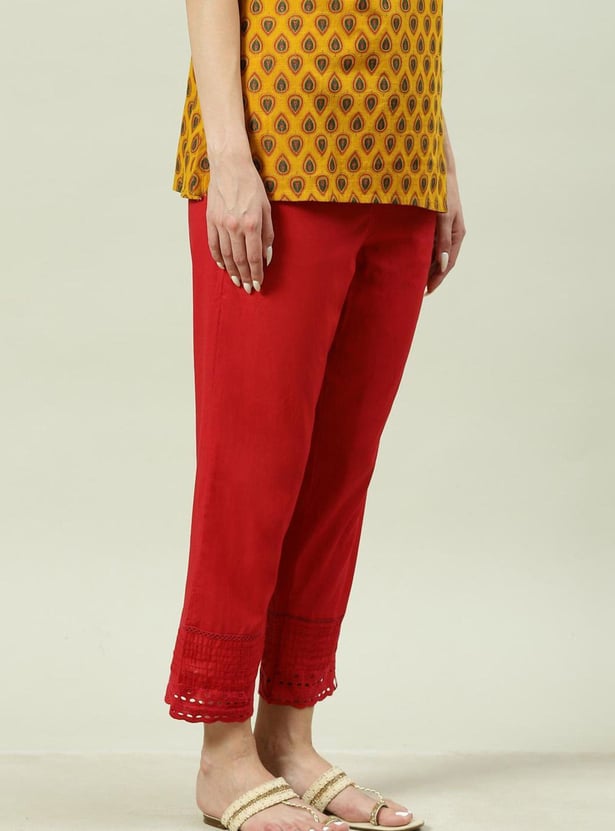 BIBA Women Solid Straight Pant