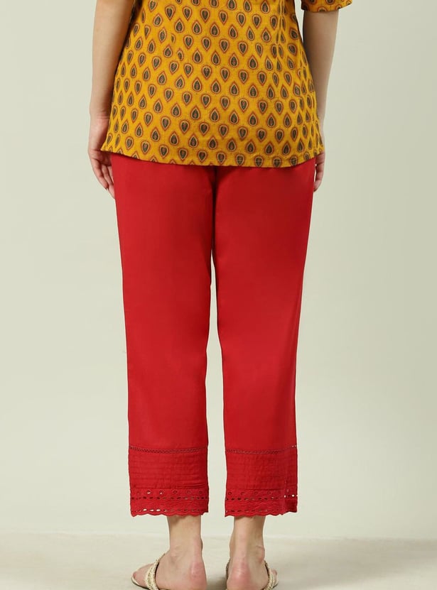 BIBA Women Solid Straight Pant