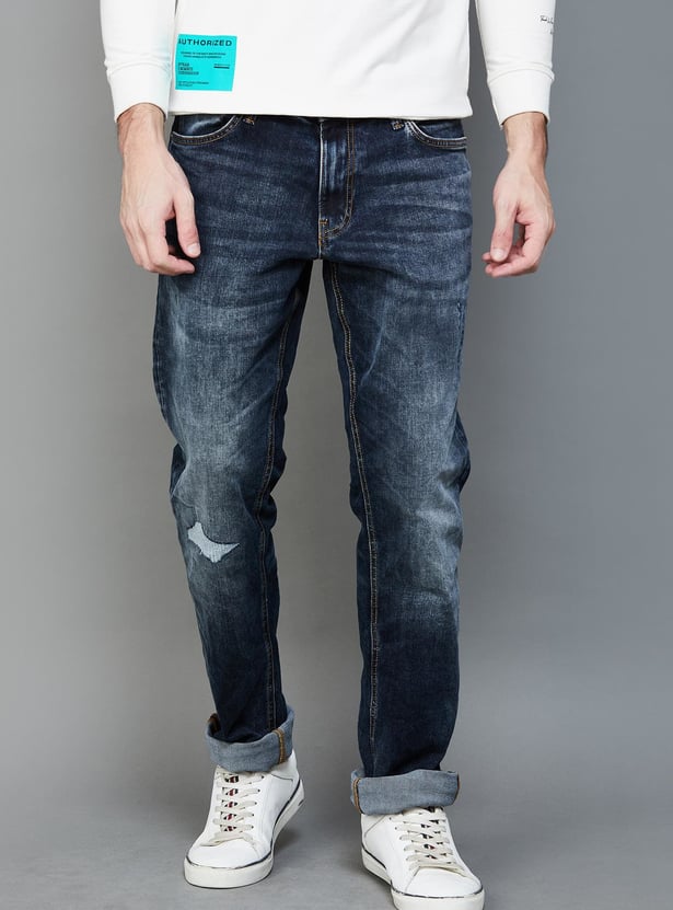 JACK & JONES Men Stonewashed Regular Straight Jeans