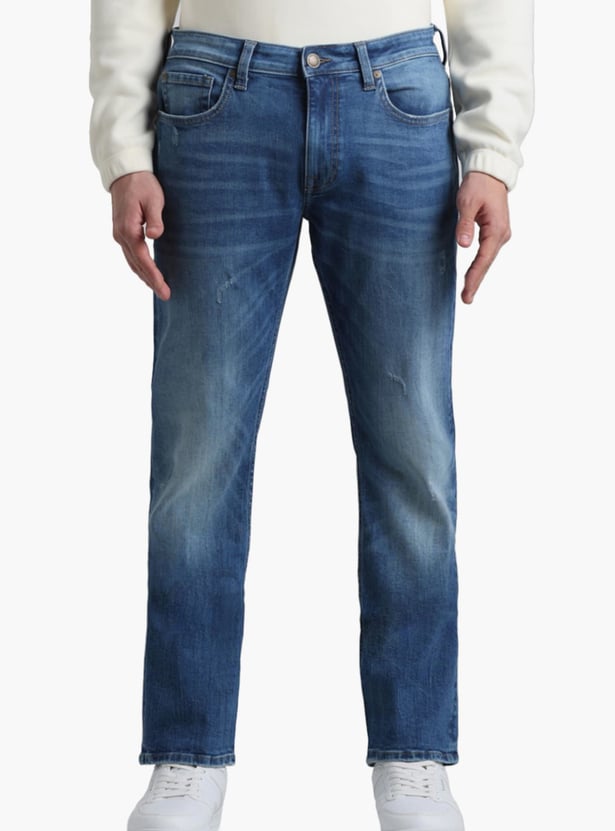 JACK & JONES Men Washed Slim Straight Jeans