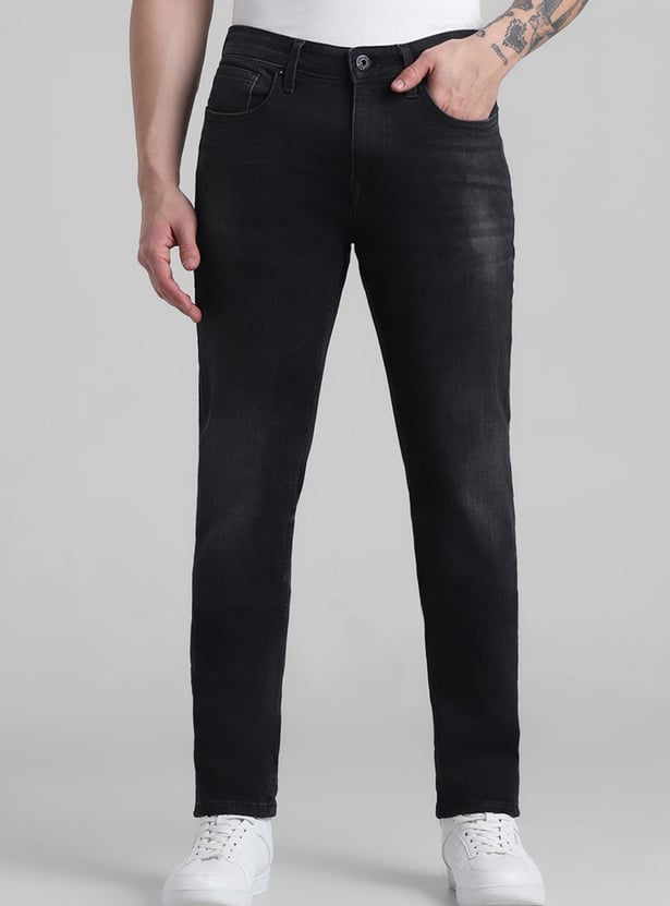 JACK & JONES Men Stonewashed Slim Straight Fit Jeans