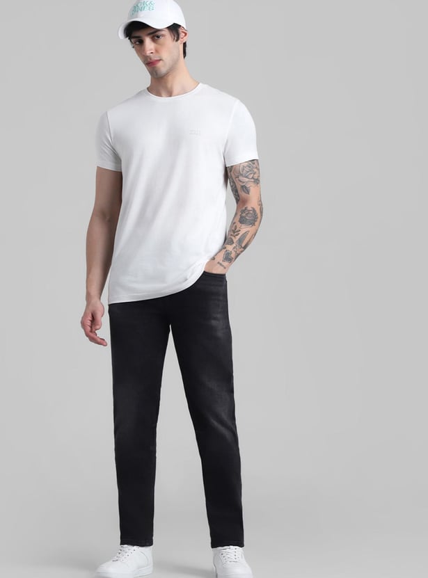 JACK & JONES Men Stonewashed Slim Straight Fit Jeans