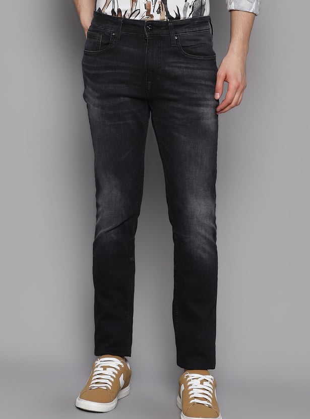 JACK & JONES Men Stonewashed Slim Straight Fit Jeans