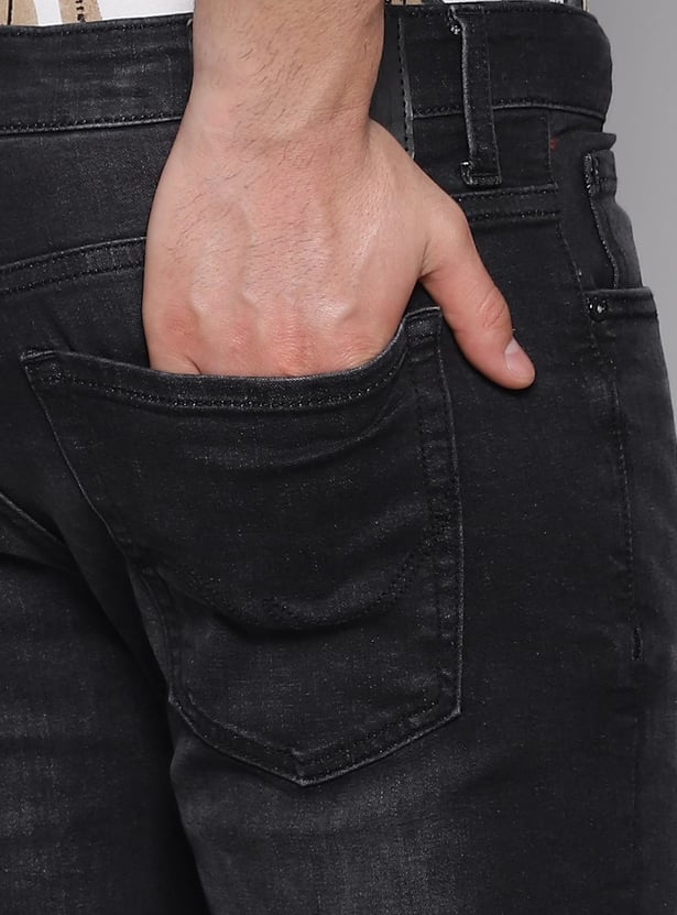 JACK & JONES Men Stonewashed Slim Straight Fit Jeans