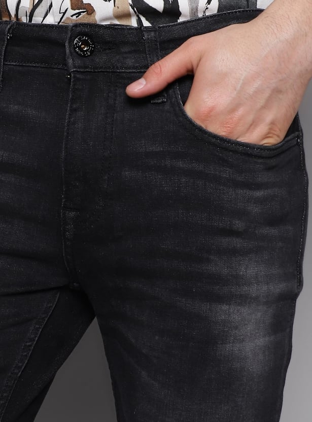 JACK & JONES Men Stonewashed Slim Straight Fit Jeans