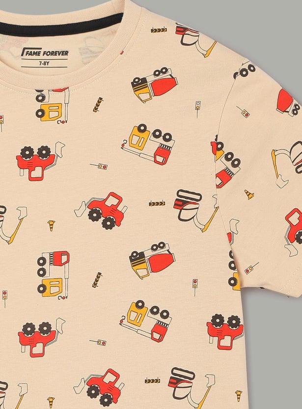 FAME FOREVER Boys Graphic Print Regular Fit T-shirt