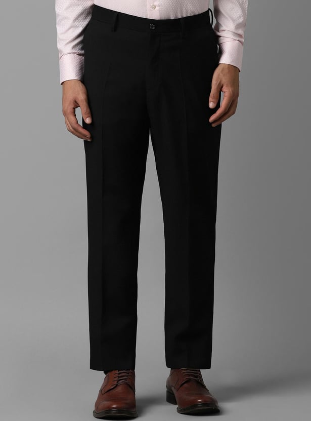 LOUIS PHILIPPE Men Solid Slim Straight Formal Trousers