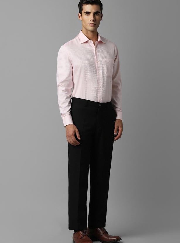 LOUIS PHILIPPE Men Solid Slim Straight Formal Trousers