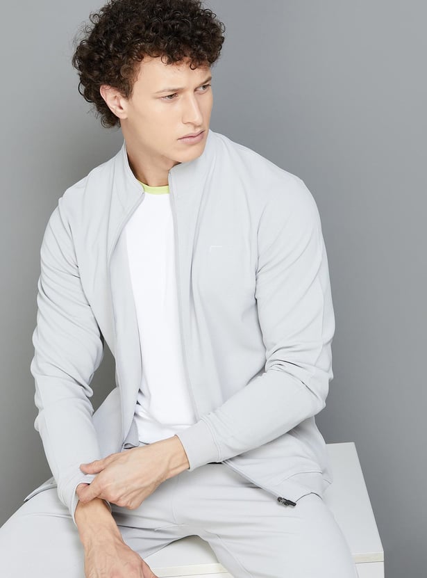 FAME FOREVER ACTIVE Textured Zip-Up Sports Jacket