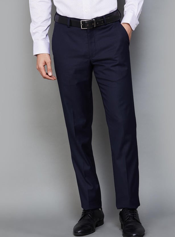 LOUIS PHILIPPE Men Slim Straight Formal Trousers