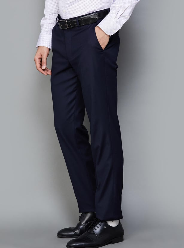 LOUIS PHILIPPE Men Slim Straight Formal Trousers