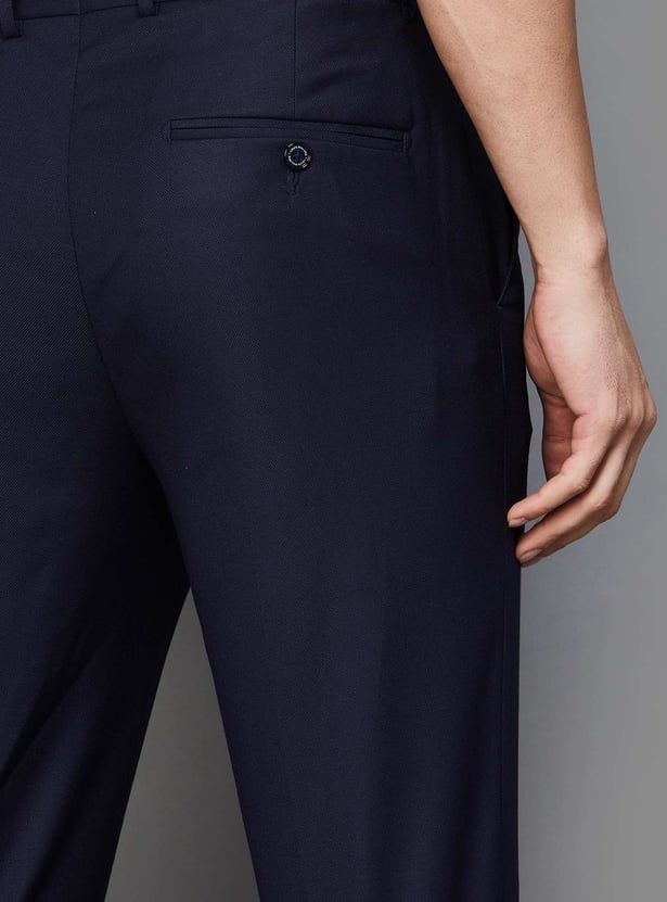 LOUIS PHILIPPE Men Slim Straight Formal Trousers