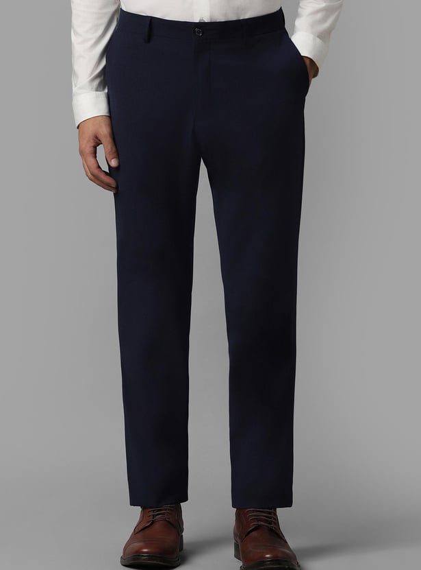 LOUIS PHILIPPE Men Solid Slim Straight Formal Trousers