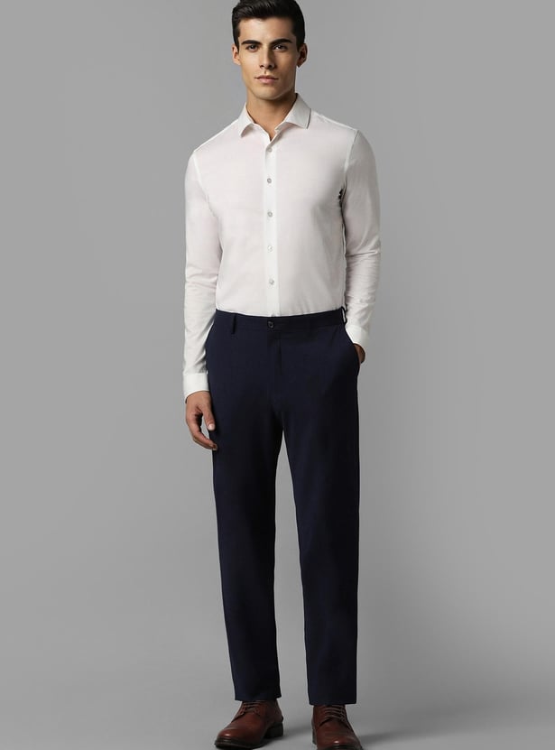 LOUIS PHILIPPE Men Solid Slim Straight Formal Trousers