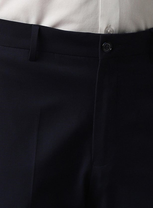 LOUIS PHILIPPE Men Solid Slim Straight Formal Trousers